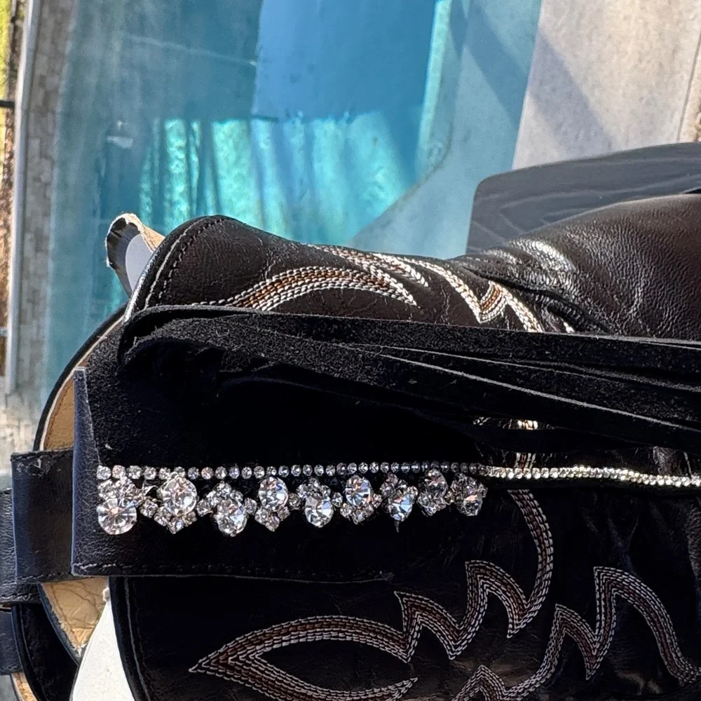 Idyllwind Custom Black Fringe w/Rhinestones, Heeled Short Boots - Picture 3 of 11